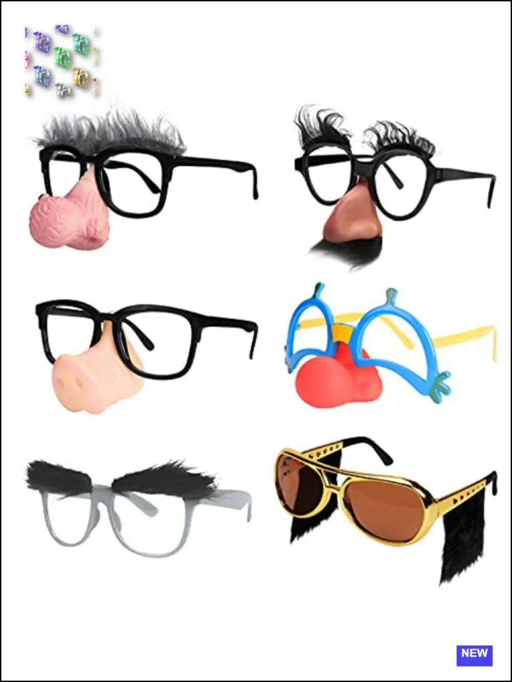 6 Pairs Halloween Nose Glasses Novelty Costume Party Favors Photo Booth Props